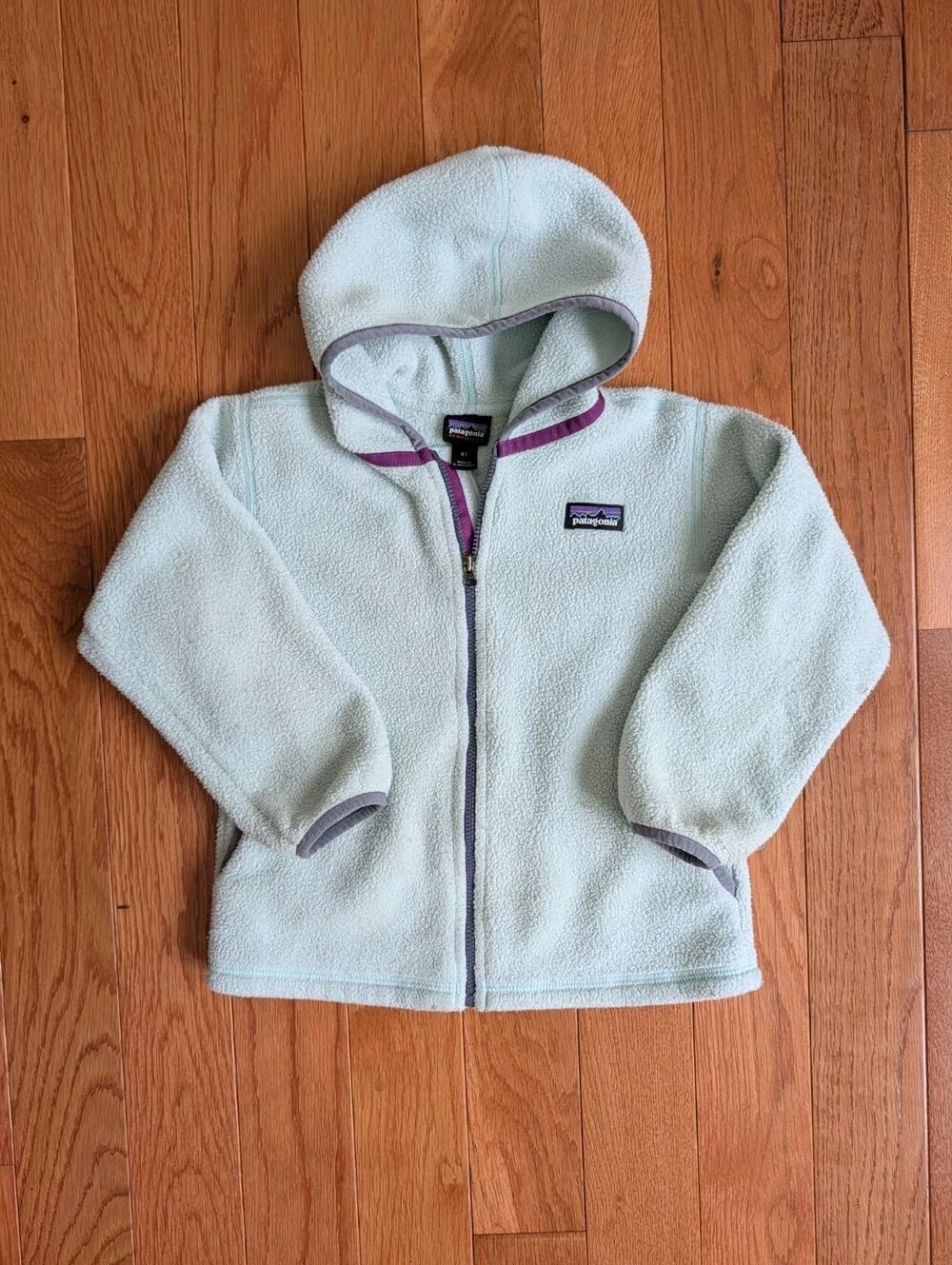 Patagonia Girls Synchilla Fleece Jacket Cardigan Grey Purple 4T